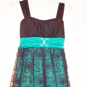 BCX Size S Green & Black Lace Mini Dress Prom